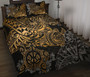 Tahiti Polynesian Quilt Bed Set - Gold Turtle Hibiscus Flowing 1