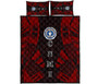 Northern Mariana Islands Quilt Bed Set - Northern Mariana Islands Seal & Polynesian Red Tattoo Style 1
