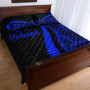 Pohnpei Quilt Bet Set - Blue Polynesian Tentacle Tribal Pattern 3