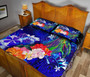 Marshall Islands Custom Personalised Quilt Bed Set - Humpback Whale with Tropical Flowers (Blue) 4