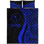 Chuuk Custom Personalised Quilt Bet Set - Blue Polynesian Tentacle Tribal Pattern 5