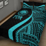 Federated States of Micronesia Quilt Bet Set - Turquoise Polynesian Tentacle Tribal Pattern 2