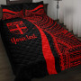 Fiji Custom Personalised Quilt Bet Set - Red Polynesian Tentacle Tribal Pattern 1