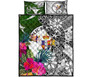 Niue Custom Personalised Quilt Bet Set White - Turtle Plumeria Banana Leaf 5