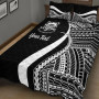 Tuvalu Custom Personalised Quilt Bet Set - White Polynesian Tentacle Tribal Pattern 2