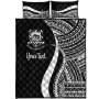 Tuvalu Custom Personalised Quilt Bet Set - White Polynesian Tentacle Tribal Pattern 5