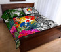 Tonga Custom Personalised Quilt Bet Set White - Turtle Plumeria Banana Leaf 3