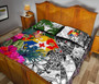 Tonga Custom Personalised Quilt Bet Set White - Turtle Plumeria Banana Leaf 4