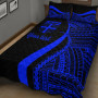 Fiji Custom Personalised Quilt Bet Set - Blue Polynesian Tentacle Tribal Pattern 2