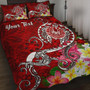 Tahiti Custom Personalised Quilt Bed Set - Turtle Plumeria (Red) 1