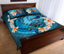 Tahiti Polynesian Quilt Bed Set - Blue Plumeria Animal Tattoo 3