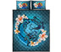 Tahiti Polynesian Quilt Bed Set - Blue Plumeria Animal Tattoo 5