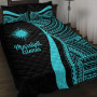 Marshall Islands Quilt Bet Set - Turquoise Polynesian Tentacle Tribal Pattern 1