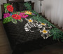 Tahiti Polynesian Quilt Bed Set - Hibiscus Turtle Tattoo Black 2