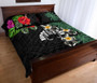 Tahiti Polynesian Quilt Bed Set - Hibiscus Turtle Tattoo Black 4