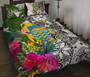 Tuvalu Custom Personalised Quilt Bet Set White - Turtle Plumeria Banana Leaf 1