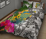 Tuvalu Custom Personalised Quilt Bet Set White - Turtle Plumeria Banana Leaf 2