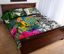 Tuvalu Custom Personalised Quilt Bet Set White - Turtle Plumeria Banana Leaf 3