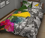 Tokelau Quilt Bed Set White - Turtle Plumeria Banana Leaf 2