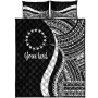 Cook Islands Custom Personalised Quilt Bet Set - White Polynesian Tentacle Tribal Pattern 5