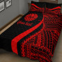 Tahiti Custom Personalised Quilt Bet Set - Red Polynesian Tentacle Tribal Pattern 2