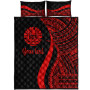 Tahiti Custom Personalised Quilt Bet Set - Red Polynesian Tentacle Tribal Pattern 5