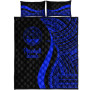 Marshall Islands Quilt Bet Set - Blue Polynesian Tentacle Tribal Pattern Crest 5