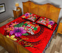 Fiji Polynesian Quilt Bed Set - Floral With Seal Red 4