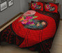 American Samoa Quilt Bed Set - Polynesian Hook And Hibiscus (Red) 2