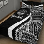 Marshall Islands Custom Personalised Quilt Bet Set - White Polynesian Tentacle Tribal Pattern Crest 2