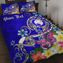 Pohnpei Custom Personalised Quilt Bed Set- Turtle Plumeria (Blue) 1