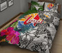 Tahiti Custom Personalised Quilt Bet Set White - Turtle Plumeria Banana Leaf 2