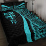 Fiji Quilt Bet Set - Turquoise Polynesian Tentacle Tribal Pattern 1