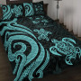 Fiji Quilt Bed Set - Turquoise Tentacle Turtle Crest 1