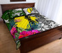 New Caledonia Quilt Bed Set White - Turtle Plumeria Banana Leaf 3