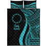 Cook Islands Quilt Bet Set - Turquoise Polynesian Tentacle Tribal Pattern 5