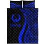 Pohnpei Custom Personalised Quilt Bet Set - Blue Polynesian Tentacle Tribal Pattern 5