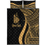 New Caledonia Custom Personalised Quilt Bet Set - Gold Polynesian Tentacle Tribal Pattern 5