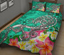 Polynesian Quilt Bed Set - Turtle Plumeria Turquoise Color 2