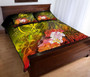 Polynesian Hawaii Quilt Bed Set - Kanaka Maoli Humpback Whale with Tropical Flowers (Yellow) 3