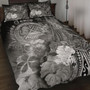 American Samoa Polynesian Quilt Bed Set - Humpback Whale with Tropical Flowers (White) 1