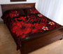 Polynesian Hawaii Kanaka Maoli Quilt Bed Set - Humpback Whale with Hibiscus (Red) 3