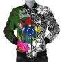 Cook Islands Bomber Jacket - Turtle Plumeria Banana Leaf 1