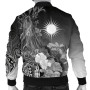 Marshall Islands Bomber Jacket - Humpback Whale with Tropical Flowers (White) 2