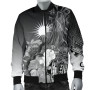 Marshall Islands Bomber Jacket - Humpback Whale with Tropical Flowers (White) 4