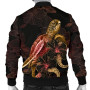 Hawaii Polynesian Bomber Jacket - Turtle With Blooming Hibiscus Gold 2