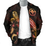 Hawaii Polynesian Bomber Jacket - Turtle With Blooming Hibiscus Gold 3