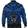 Fiji Personalised Bomber Jacket - Fiji Seal With Polynesian Tattoo Style (Blue) 2