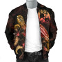 Tonga Polynesian Bomber Jacket - Turtle With Blooming Hibiscus Gold 3