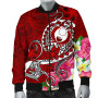 Pohnpei Bomber Jacket - Turtle Plumeria (Red) 4